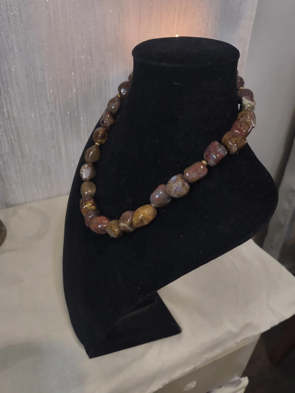 Vintage Artisan 925 Sterling Silver Gold Vermeil Natural Mookaite Jasper